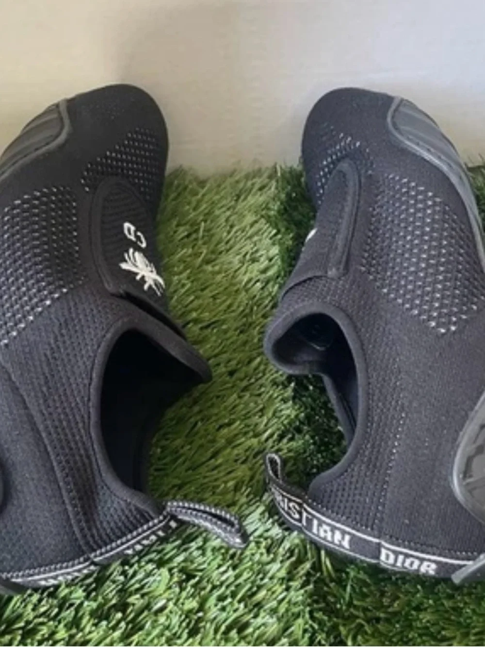 Christian Dior D-Connect Black Knit Slip On Sneakers Bee Logo EU 36.5